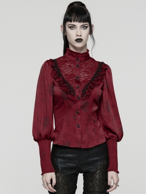 Red Retro Gothic Rose Night Shirt for Women