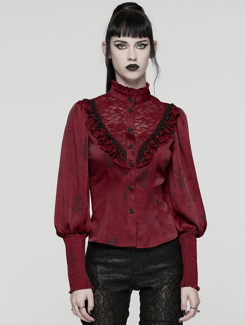 Red Retro Gothic Rose Night Shirt for Women
