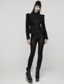 Black Retro Gothic Embroidered Short Woolen Coat for Women