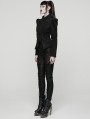 Black Retro Gothic Embroidered Short Woolen Coat for Women