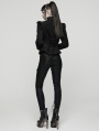 Black Retro Gothic Embroidered Short Woolen Coat for Women