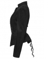 Black Retro Gothic Embroidered Short Woolen Coat for Women