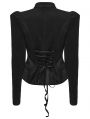 Black Retro Gothic Embroidered Short Woolen Coat for Women