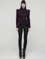 Violet Retro Gothic Embroidered Short Woolen Coat for Women
