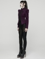 Violet Retro Gothic Embroidered Short Woolen Coat for Women