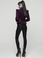 Violet Retro Gothic Embroidered Short Woolen Coat for Women