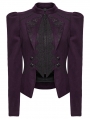 Violet Retro Gothic Embroidered Short Woolen Coat for Women