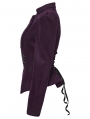 Violet Retro Gothic Embroidered Short Woolen Coat for Women