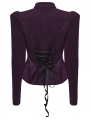 Violet Retro Gothic Embroidered Short Woolen Coat for Women