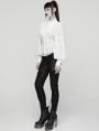 White Retro Gothic Lace Embroidered Chiffon Shirt for Women