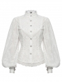 White Retro Gothic Lace Embroidered Chiffon Shirt for Women