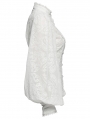 White Retro Gothic Lace Embroidered Chiffon Shirt for Women