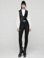 Black Gothic Punk Asymmetric Buckle Vest for Women