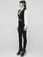 Black Gothic Punk Asymmetric Buckle Vest for Women