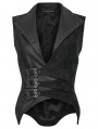 Black Gothic Punk Asymmetric Buckle Vest for Women