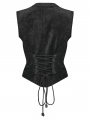 Black Gothic Punk Asymmetric Buckle Vest for Women