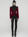 Red and Black Gothic Vintage Print Velvet Coat for Women