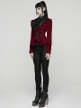 Red and Black Gothic Vintage Print Velvet Coat for Women
