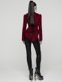 Red and Black Gothic Vintage Print Velvet Coat for Women