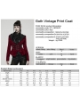 Red and Black Gothic Vintage Print Velvet Coat for Women