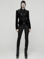 Black Gothic Vintage Print Velvet Coat for Women