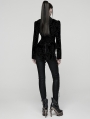 Black Gothic Vintage Print Velvet Coat for Women