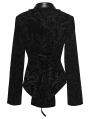 Black Gothic Vintage Print Velvet Coat for Women