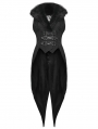 Black Gothic Plush Lapel Swallowtail Vest for Women