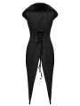 Black Gothic Plush Lapel Swallowtail Vest for Women