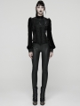 Black Daily Gothic Striped Velvet Shirt for Women