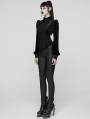 Black Daily Gothic Striped Velvet Shirt for Women