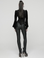 Black Daily Gothic Striped Velvet Shirt for Women
