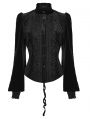 Black Daily Gothic Striped Velvet Shirt for Women