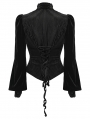 Black Daily Gothic Striped Velvet Shirt for Women