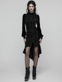 Black Gothic Retro Rose Lace Velvet Fishtail Skirt