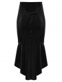 Black Gothic Retro Rose Lace Velvet Fishtail Skirt