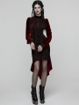 Red Daily Gothic Striped Velvet Shirt for Women