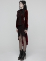 Red Daily Gothic Striped Velvet Shirt for Women
