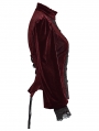 Red Daily Gothic Striped Velvet Shirt for Women