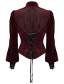 Red Daily Gothic Striped Velvet Shirt for Women
