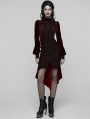 Black and Red Gothic Retro Rose Lace Velvet Fishtail Skirt