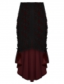 Black and Red Gothic Retro Rose Lace Velvet Fishtail Skirt