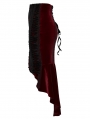 Black and Red Gothic Retro Rose Lace Velvet Fishtail Skirt
