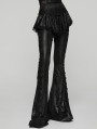 Black Gothic Lace Trim Flared Skirt Pants for Women
