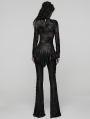 Black Gothic Lace Trim Flared Skirt Pants for Women