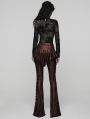 Red and Black Gothic Lace Trim Flared Skirt Pants for Women