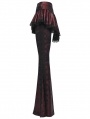 Red and Black Gothic Lace Trim Flared Skirt Pants for Women