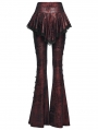 Red and Black Gothic Lace Trim Flared Skirt Pants for Women