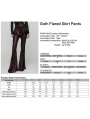 Red and Black Gothic Lace Trim Flared Skirt Pants for Women