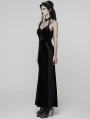 Black Gothic Dark Heart Ruched Velvet Long Slip Dress